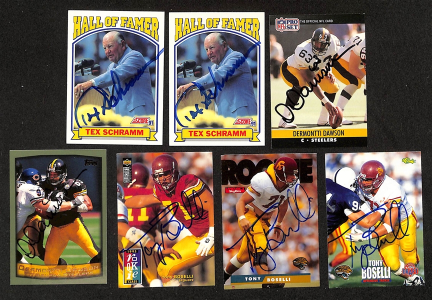 Lot of (350+) Signed Football Cards w. HOFers Tex Schramm, Dermontti Dawson, Tony Boselli & More + (JSA Auction Letter) 