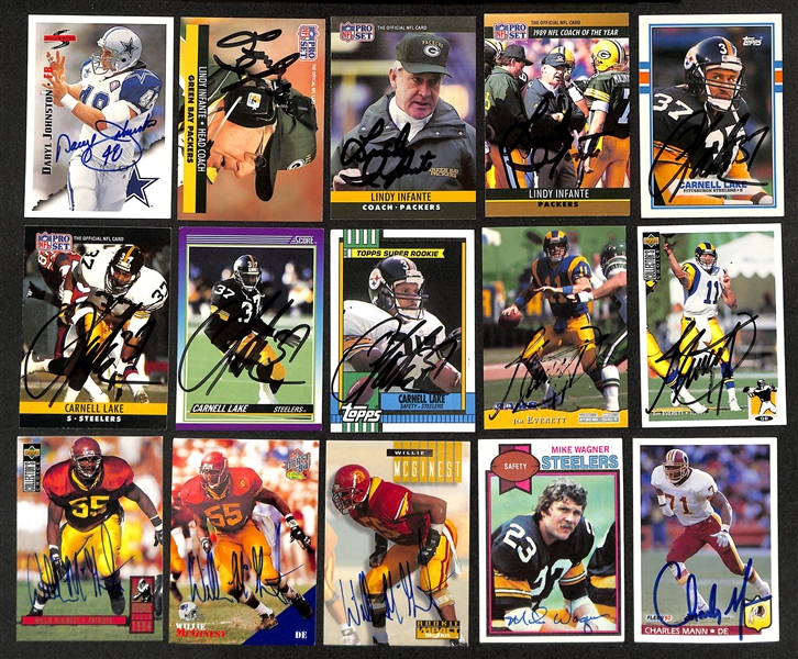 Lot of (350+) Signed Football Cards w. HOFers Tex Schramm, Dermontti Dawson, Tony Boselli & More + (JSA Auction Letter) 