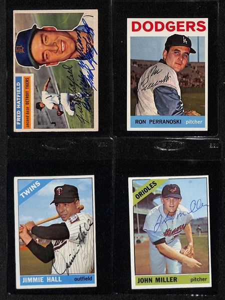 Lot of (30+) Signed Vintage Baseball Cards w. Ted Wilks, Johnny Podres, George Crowe, Joe Nuxhall, Fred Hatfield, Ron Perranoski, + (JSA Auction Letter)
