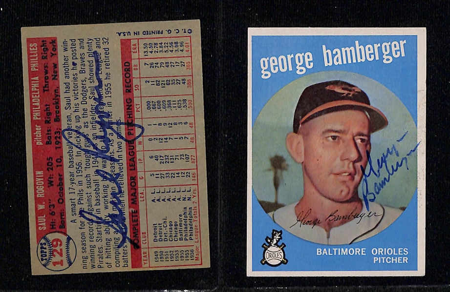 Lot of (30+) Signed Vintage Baseball Cards w. Ted Wilks, Johnny Podres, George Crowe, Joe Nuxhall, Fred Hatfield, Ron Perranoski, + (JSA Auction Letter)