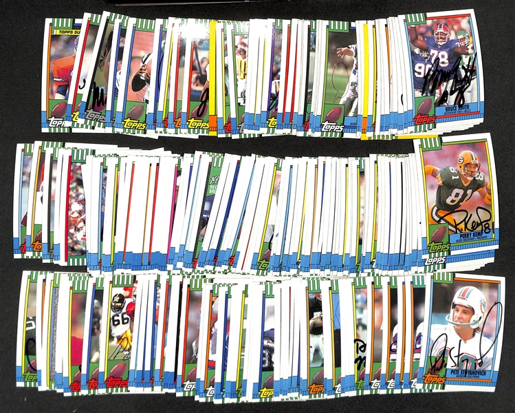 160+ 1990 Topps Signed Football Cards w. Bruce Smith, Tim Brown, & Bruce Mathews (JSA Auction Letter)