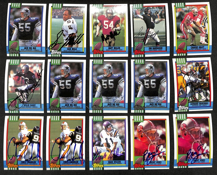 160+ 1990 Topps Signed Football Cards w. Bruce Smith, Tim Brown, & Bruce Mathews (JSA Auction Letter)
