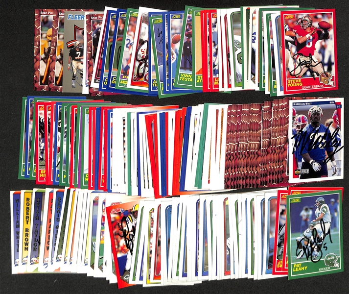 150+ Signed Football Cards inc. Steve Young, Steve McMichael, Tim Brown, & Anthony Munoz and Dennis Byrd (JSA Auction Letter)