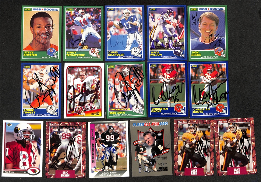 150+ Signed Football Cards inc. Steve Young, Steve McMichael, Tim Brown, & Anthony Munoz and Dennis Byrd (JSA Auction Letter)