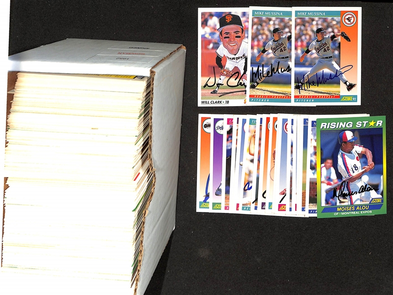 325+ Signed 1992 Score Baseball Cards Inc. Mike Mussina, Will Clark (JSA Auction Letter)