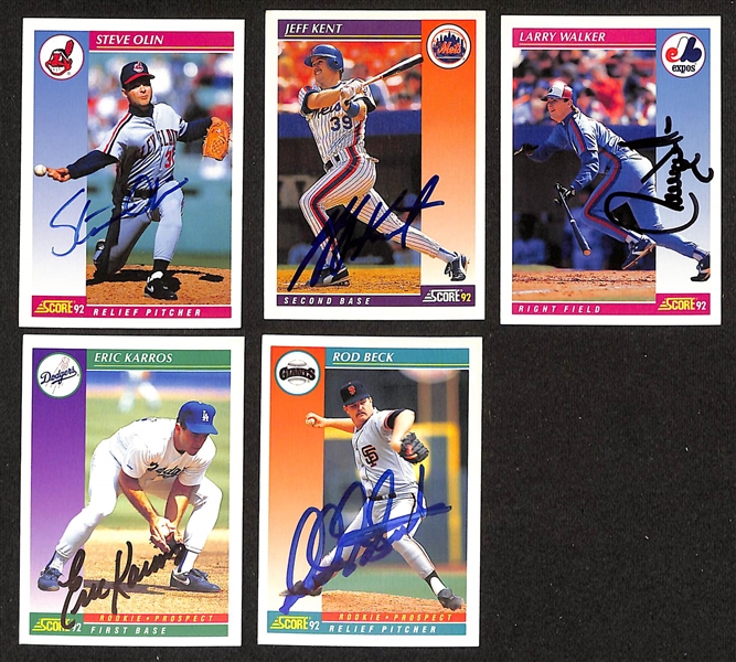 325+ Signed 1992 Score Baseball Cards Inc. Mike Mussina, Will Clark (JSA Auction Letter)