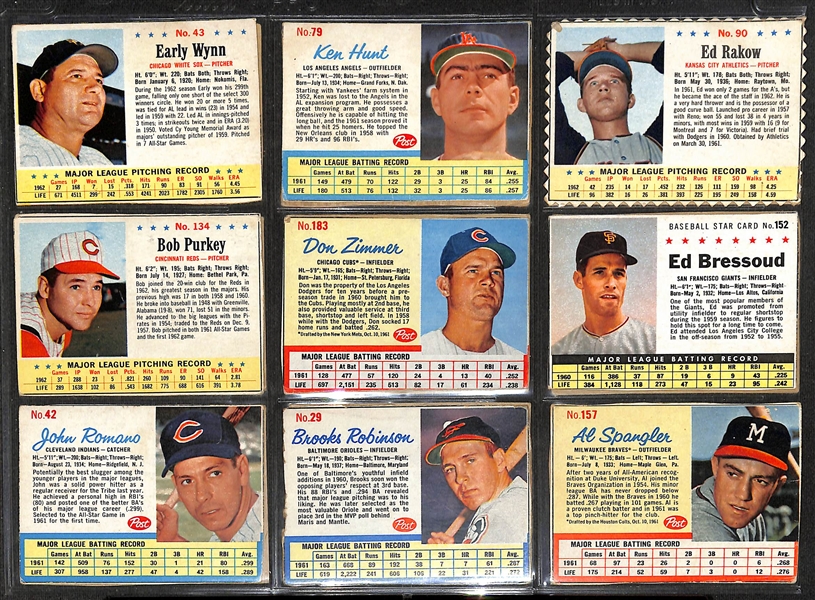 Lot of (123) 1961-1963 Post Cereal Cards w. 1962 Mantle & Clemente