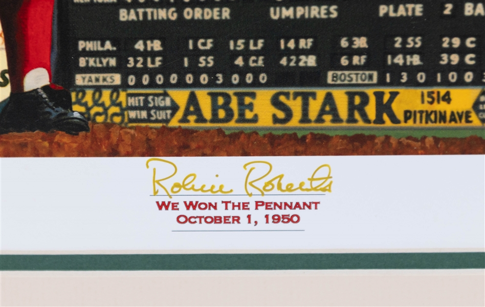 Robin Roberts Signed We Won the Pennant Phillies Matted Lithograph (#/336) w. PSA COA