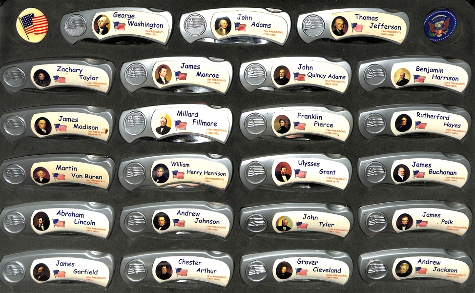 1976 Topps Happy Days Complete Set of (44) Cards & 2001 U.S. Presidential Pocket Knife Set of 43 with Case Presidents Washington to Bush In Original Briefcase