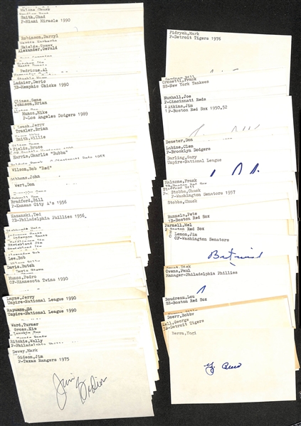 Lot of (200+) Mostly Baseball-Related Signed Index Cards w. Yogi Berra, George Kell, Bobby Doerr, Billy Herman, Lou Boudreau, Paul Owens, + (JSA Auction Letter)
