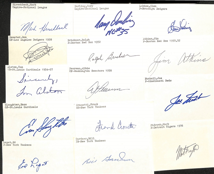 Lot of (200+) Mostly Baseball-Related Signed Index Cards w. Yogi Berra, George Kell, Bobby Doerr, Billy Herman, Lou Boudreau, Paul Owens, + (JSA Auction Letter)