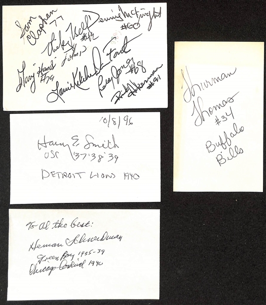 Lot of (150+) Mostly Football-Related Signed Index Cards w. Don Meredith, Larry Wilson, Tony Dungy, Art Buss, Adam Vinatieri, Eddie Robinson, + (JSA Auction Letter)