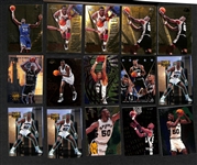 Lot of (100) 1990s Basketball Mostly Insert Cards inc. (5) 1995-96 Skybox Larger Than Life - Shaquille ONeal, (2) Hakeem Olajuwon, (2) David Robinson