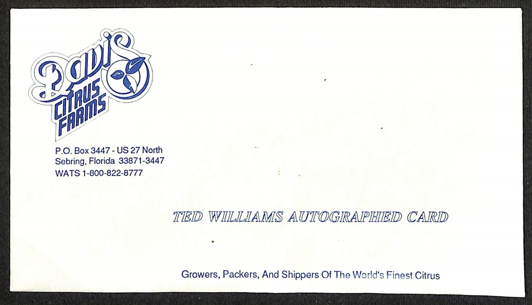 Ted Williams Signed Family Collection 5.5x 8.5 Print (JSA Auction Letter)