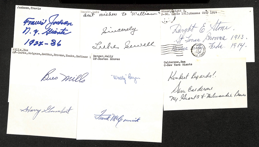Lot of (250+) Mostly Baseball-Related Signed Index Cards w. Travis Jackson, Luke Sewell, Dwight Stone, Bus Mills, Wally Berger, + (JSA Auction Letter)