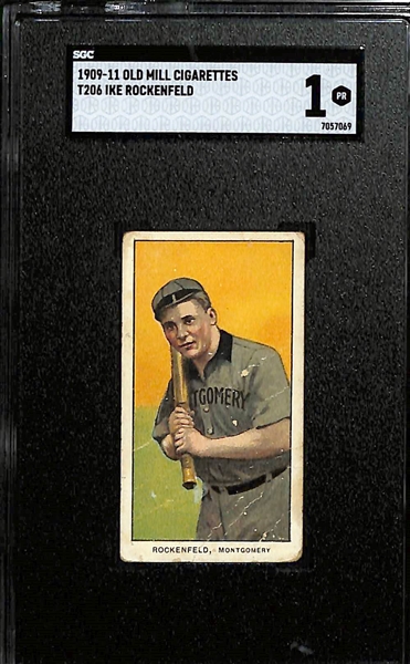 (5) 1909-11 T206 Southern Leagues Old Mill Cigarettes Tobacco Cards (Each Graded SGC 1) - Bill Bernhard, Sid Smith, Ike Rokenfeld, J. Ross Helm, & Ed Greminger 
