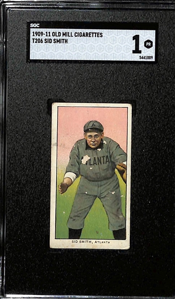 (5) 1909-11 T206 Southern Leagues Old Mill Cigarettes Tobacco Cards (Each Graded SGC 1) - Bill Bernhard, Sid Smith, Ike Rokenfeld, J. Ross Helm, & Ed Greminger 