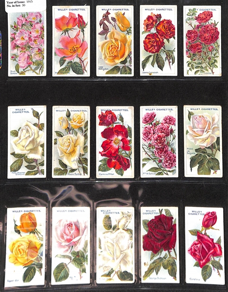 Lot of (6) 1912-1939 Cigarette Card Non-Sport Sets - Stamps, Flowers, & Roses