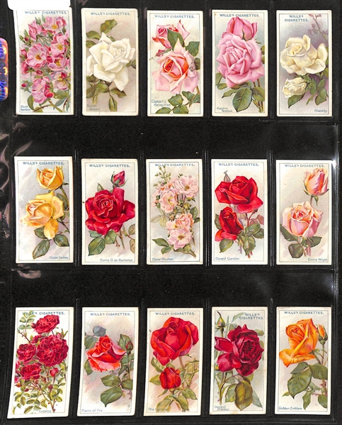 Lot of (6) 1912-1939 Cigarette Card Non-Sport Sets - Stamps, Flowers, & Roses