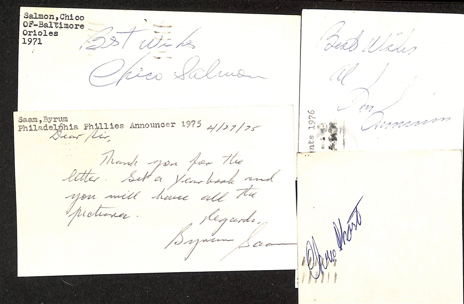(125+) Mostly Baseball-Related Signed Index Cards w. Duke Snider, George Anderson, Red Schoendienst, Rip Sewell, Joe Sewell, Les Mueller, Art Shamsky, Bobby Shantz, + (JSA Auction Letter)