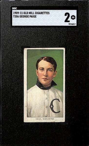 (4) 1909-11 T206 Southern League Old Mill Cigarettes Tobacco Cards - Ed Foster (SGC 2), George Paige (SGC 2), Jack Bastian (SGC 1.5), & Juan Violat (SGC 1.5)