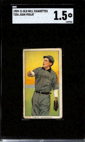 (4) 1909-11 T206 Southern League Old Mill Cigarettes Tobacco Cards - Ed Foster (SGC 2), George Paige (SGC 2), Jack Bastian (SGC 1.5), & Juan Violat (SGC 1.5)