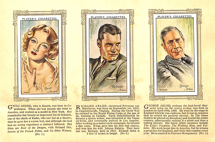Lot of (5) 1934-1955 Cigarette Card Non-Sport Sets - Movie & TV Stars