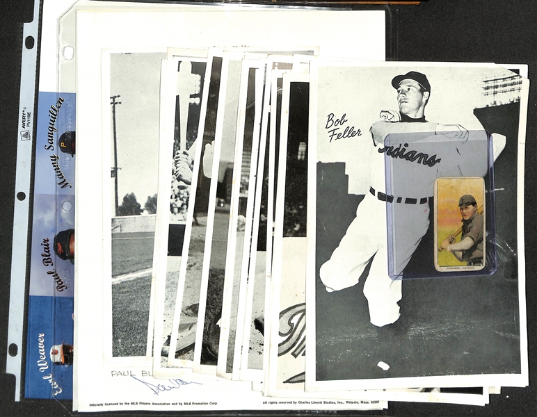 Vintage Cleveland Indians Lot - (22) Cleveland Indians 6x 8.75 Team Issued B/W Photos w. Bob Feller/Early Wynn & 1909-11 T206 Bill Hinchman Cleveland Card (Piedmont Back), More