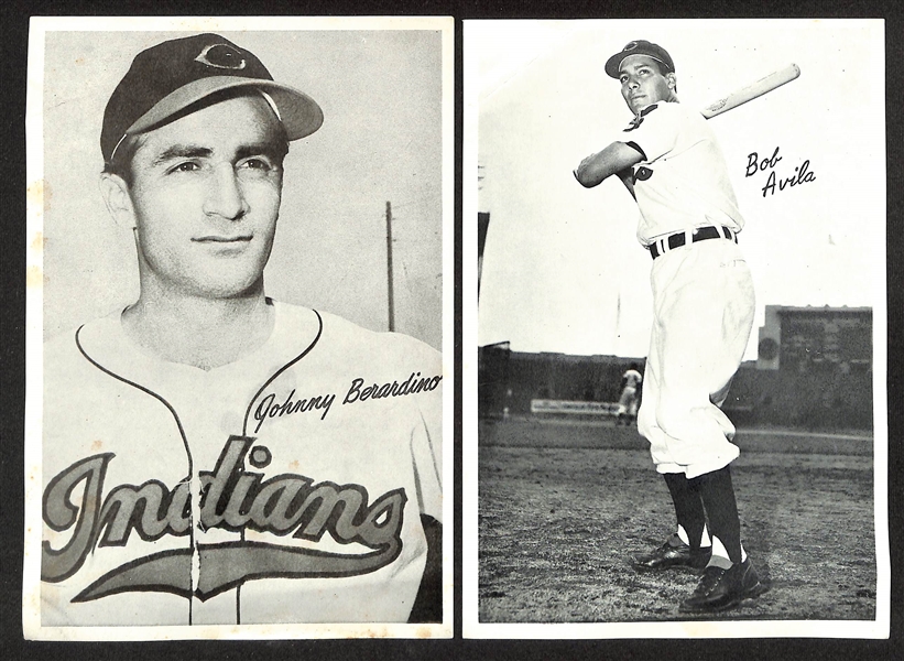 Vintage Cleveland Indians Lot - (22) Cleveland Indians 6x 8.75 Team Issued B/W Photos w. Bob Feller/Early Wynn & 1909-11 T206 Bill Hinchman Cleveland Card (Piedmont Back), More