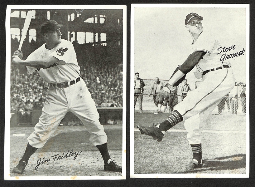 Vintage Cleveland Indians Lot - (22) Cleveland Indians 6x 8.75 Team Issued B/W Photos w. Bob Feller/Early Wynn & 1909-11 T206 Bill Hinchman Cleveland Card (Piedmont Back), More