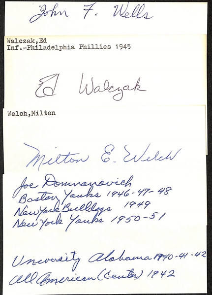 (175+) Mostly Baseball-Related Signed Index Cards w. Enos Slaughter, Bobby Doerr, Babe Herman, Zeke Bonura, Johnny Pesky, Frank Thomas, Paul Derringer, + (JSA Auction Letter)