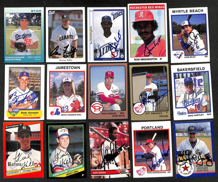 (600+) Mostly Minor League Baseball-Related Signed Cards w. Jeff Conine, Moises Alou, Frank Lucchesi, Orlando Merced, Ron Washington, Javier Lopez, Keith Hughes, + (JSA Auction Letter)