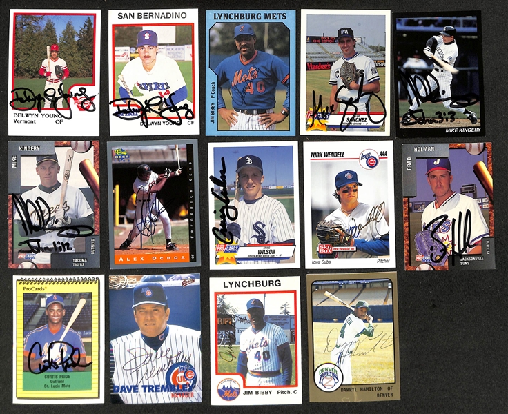 (600+) Mostly Minor League Baseball-Related Signed Cards w. Jeff Conine, Moises Alou, Frank Lucchesi, Orlando Merced, Ron Washington, Javier Lopez, Keith Hughes, + (JSA Auction Letter)