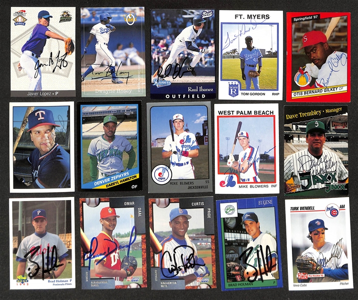 Lot of (600+) Mostly Minor League Baseball-Related Signed Cards w. Andruw Jones, Moises Alou, Bartolo Colon, Mike Stanton, Mike Harkey, Orlando Merced, + (JSA Auction Letter)