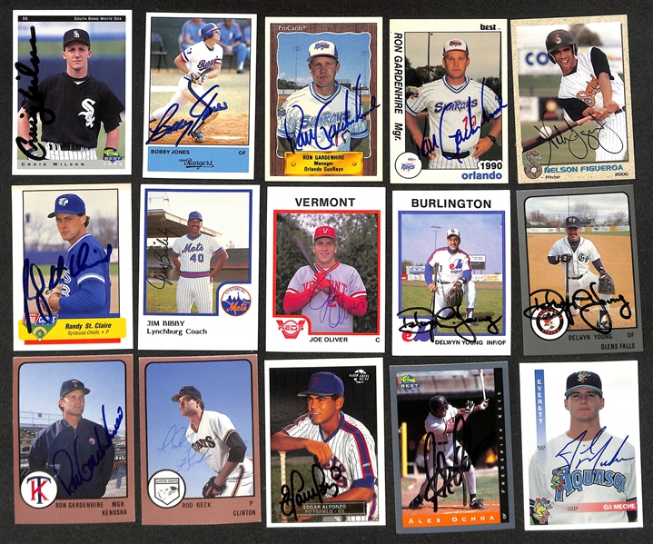 Lot of (600+) Mostly Minor League Baseball-Related Signed Cards w. Andruw Jones, Moises Alou, Bartolo Colon, Mike Stanton, Mike Harkey, Orlando Merced, + (JSA Auction Letter)