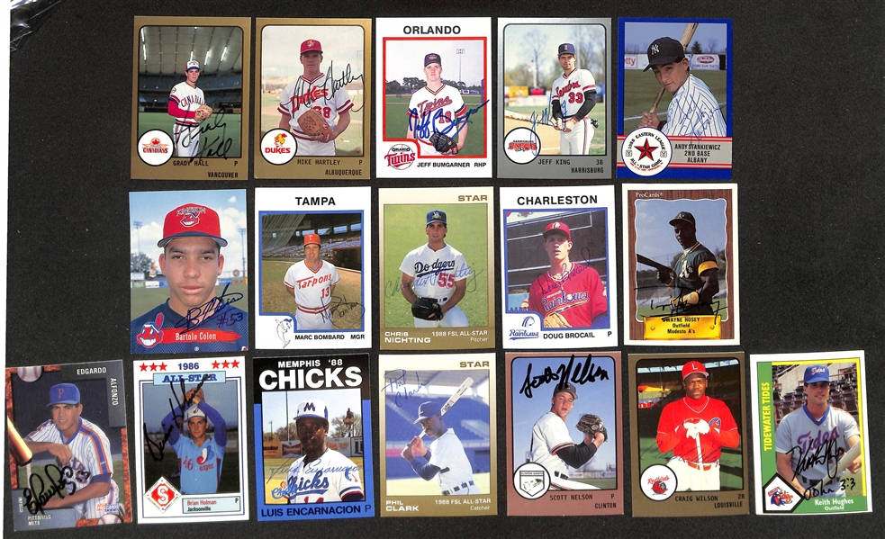 Lot of (600+) Mostly Minor League Baseball-Related Signed Cards w. Andruw Jones, Moises Alou, Bartolo Colon, Mike Stanton, Mike Harkey, Orlando Merced, + (JSA Auction Letter)