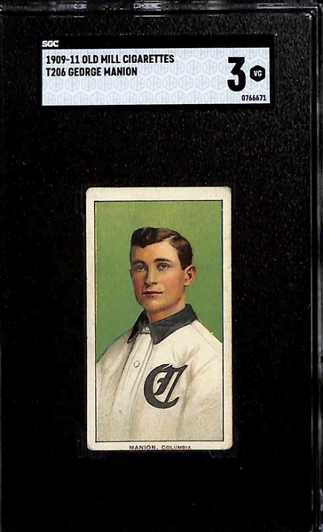 (3) 1909-11 T206 Old Mill Cigarettes Tobacco Cards (Each Graded SGC 3) - George Manion (Southern League), Billy Gilbert, & Claude Ritchey