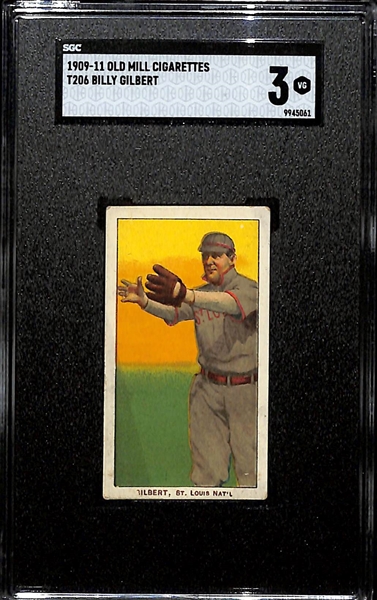 (3) 1909-11 T206 Old Mill Cigarettes Tobacco Cards (Each Graded SGC 3) - George Manion (Southern League), Billy Gilbert, & Claude Ritchey