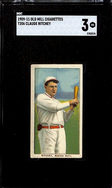 (3) 1909-11 T206 Old Mill Cigarettes Tobacco Cards (Each Graded SGC 3) - George Manion (Southern League), Billy Gilbert, & Claude Ritchey