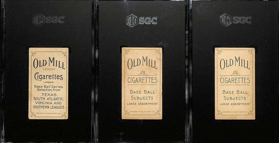 (3) 1909-11 T206 Old Mill Cigarettes Tobacco Cards (Each Graded SGC 3) - George Manion (Southern League), Billy Gilbert, & Claude Ritchey