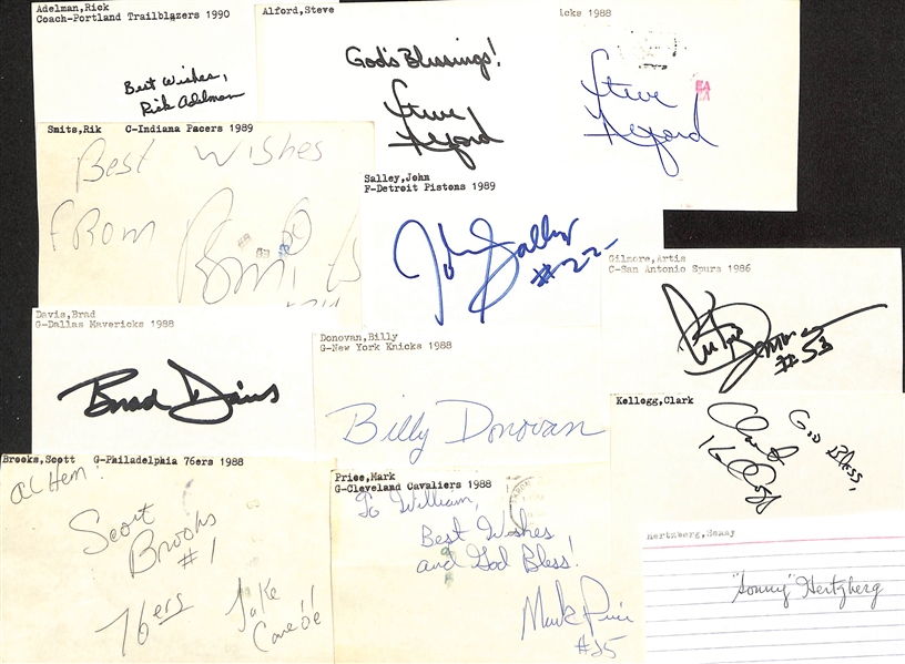 Lot of (120+) Signed Basketball Index Cards w. Bailey Howell, Elvin Hayes, Maurice Cheeks, Jerry Tarkanian, Mitchell Kupchak, + (JSA Auction Letter)