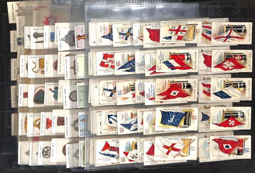 Lot of (5) 1906-1934 Cigarette Card Non-Sport Sets - Flags, Insignias, Lucky Charms 