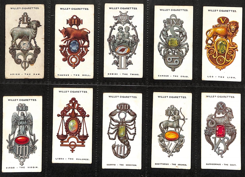 Lot of (5) 1906-1934 Cigarette Card Non-Sport Sets - Flags, Insignias, Lucky Charms 