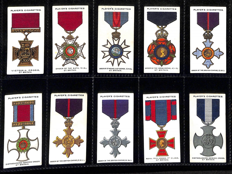 Lot of (5) 1910-1940 Cigarette Card Non-Sport Sets - Medals, Ribbons, & Aviation
