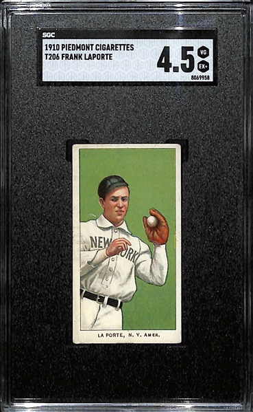 (3) 1909-10 T206 Piedmont Cigarettes Tobacco Cards - Larry Doyle (SGC 4.5), Frank LaPorte (SGC 4.5), & Doc Marshall (SGC 2.5)