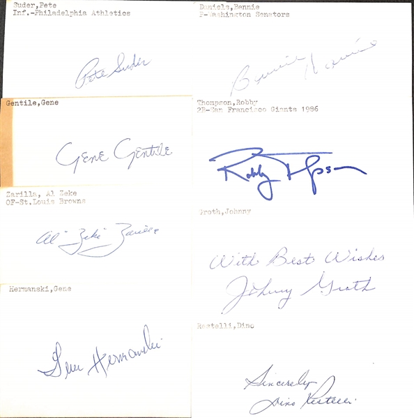 Lot of (200+) Mostly Baseball-Related Signed Index Cards w. Stan Musial, Greg Maddux, Rick Ferrell, Chuck Tanner, Larry Walker, Wally Moon, + (JSA Auction Letter)
