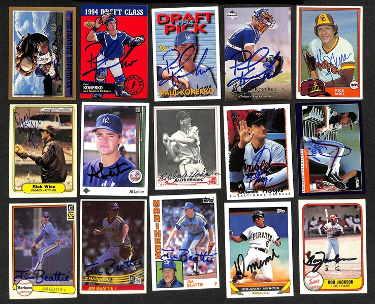 Lot of (400+) Mostly Baseball-Related Signed Cards w. Vladimir Guerrero, Paul Konerko, Rick Wise, Al Leiter, Ralph Hodgin, + (JSA Auction Letter)
