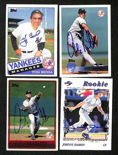 Lot of (400+) Mostly Baseball-Related Signed Cards w. Yogi Berra, Andy Pettitte, Johnny Damon, Andre Dawson, Fernando Valenzuela, Billy Wagner, Billy Gardner, + (JSA Auction Letter)
