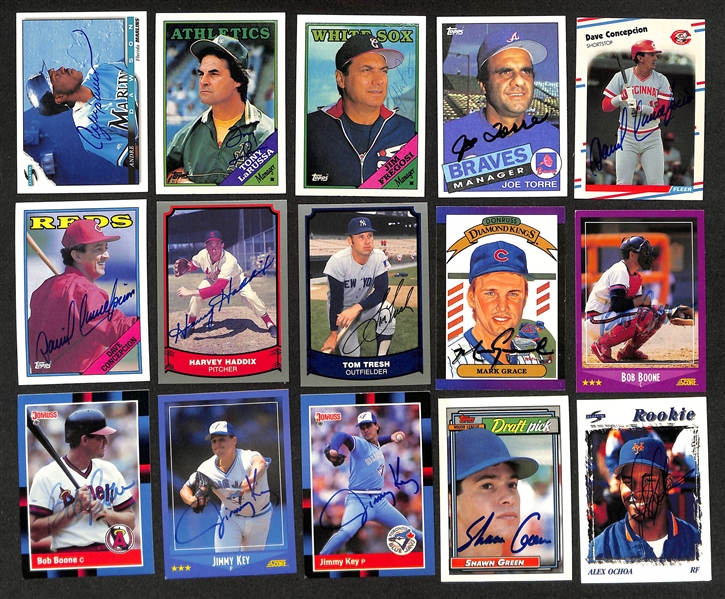Lot of (400+) Mostly Baseball-Related Signed Cards w. Andre Dawson, Tony LaRussa, Jim Fregosi, Joe Torre, Dave Concepcion, + (JSA Auction Letter)