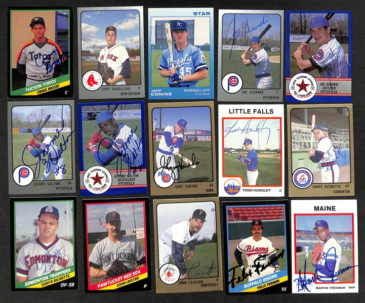 Lot of (350+) Mostly Minor League Baseball-Related Signed Cards w. Craig Biggio, Curt Schilling, Jeff Conine, Joe Girardi, Jerome Walton, Gary Varsho, + (JSA Auction Letter)